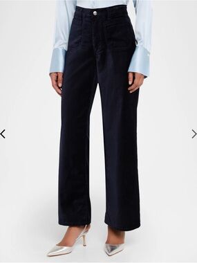 Frame Denim Women’s Navy Le Slim Palazzo Velvet pants